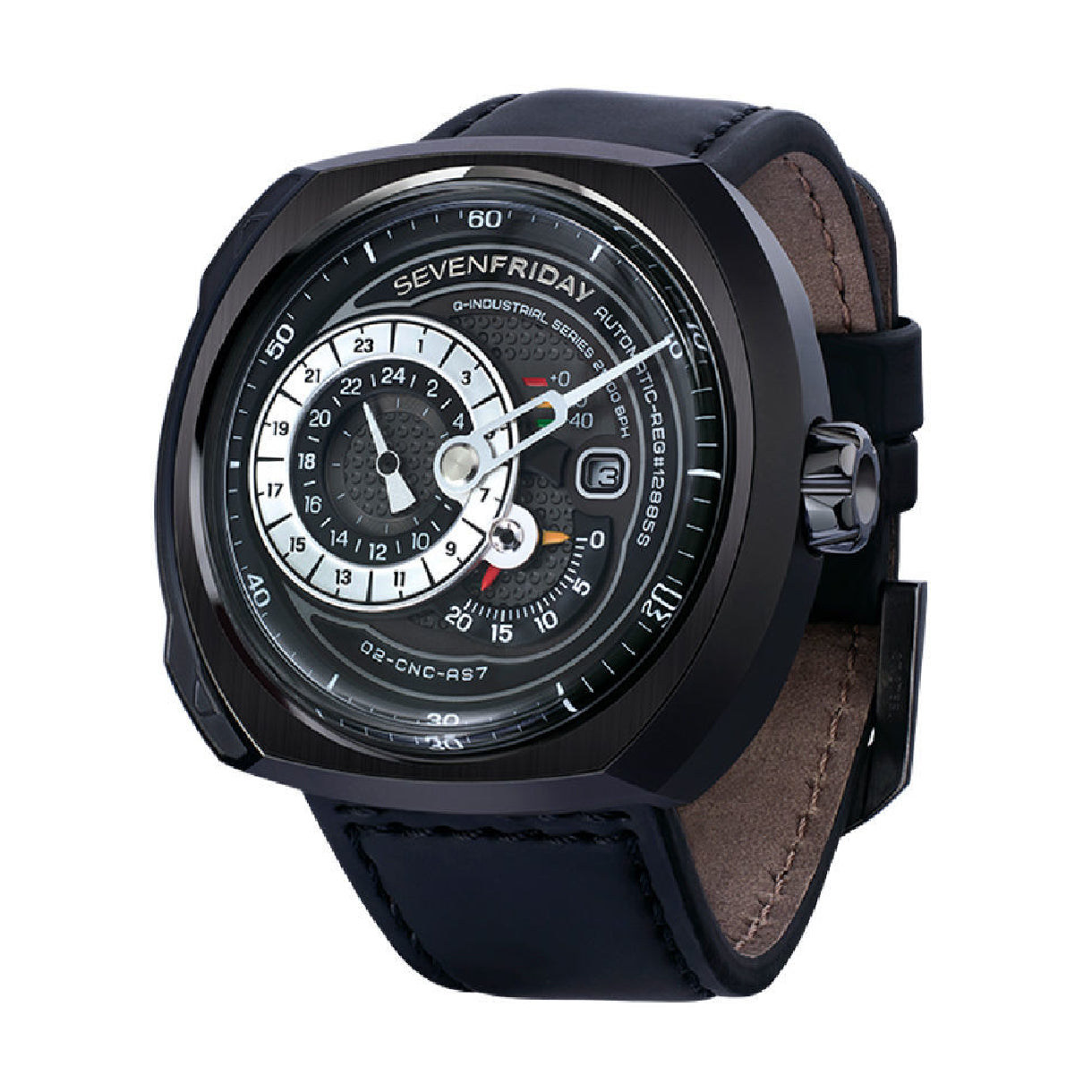Sevenfriday Q-Series Q3/01 Black Leather Automatic Men's Watch Sevenfriday Q-Series Q3/01 Black Leather Automatic Men's Watch